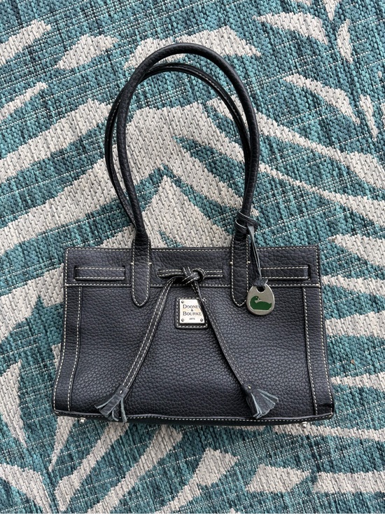 Dooney & Bourke Handbags - Dooney & Bourke Black Pebble Leather Satchel with Tassel Tie